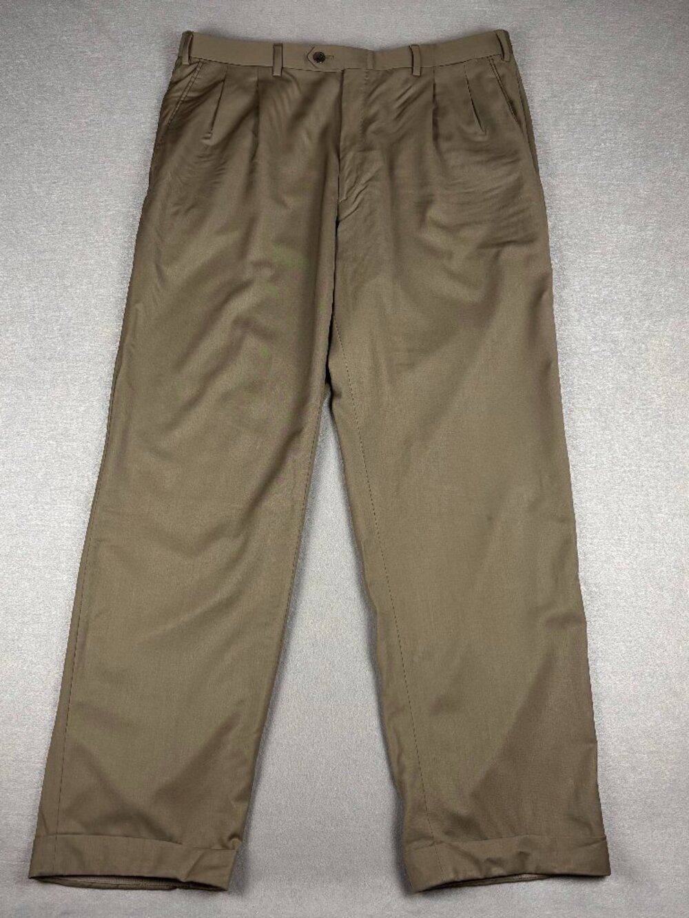 Brioni Ortisli Super 140's Wool Dress Pants Beige Pleated Italy 54R 34x31